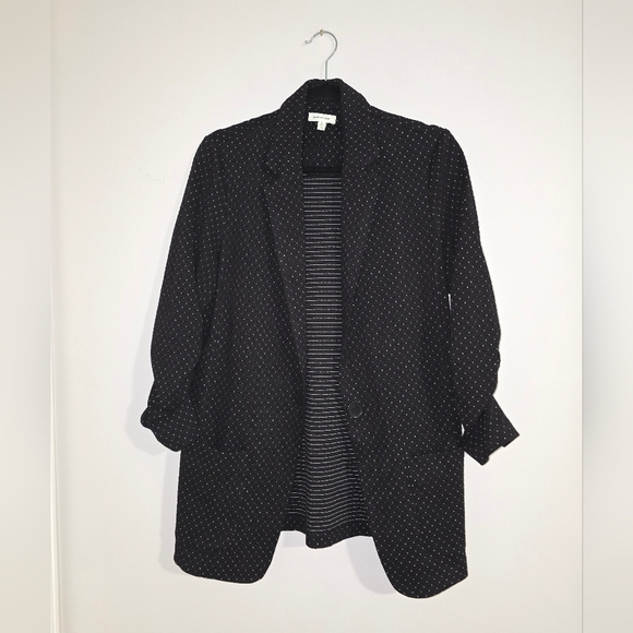 NWOT Max Studio black blazer / white polka dots - Picture 2 of 4